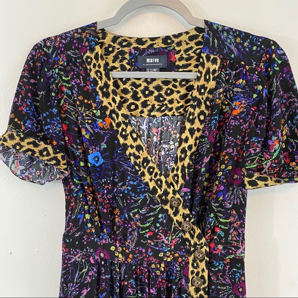 Anthropologie Maeve Floral Faux Wrap Dress Sz 2 - Picture 3 of 15